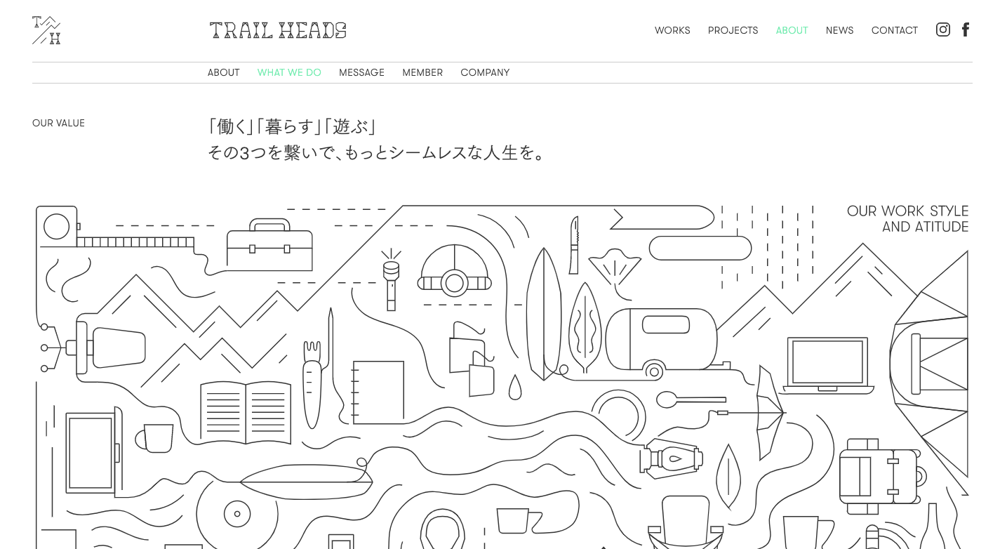 TRAIL HEADS オフィシャルサイトの「WHAT WE DO」スクリーンショット