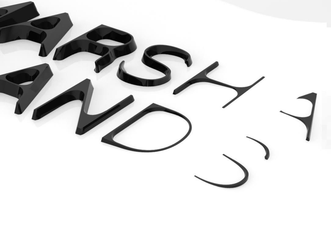 海面上昇によって「沈む」書体のイメージ画像